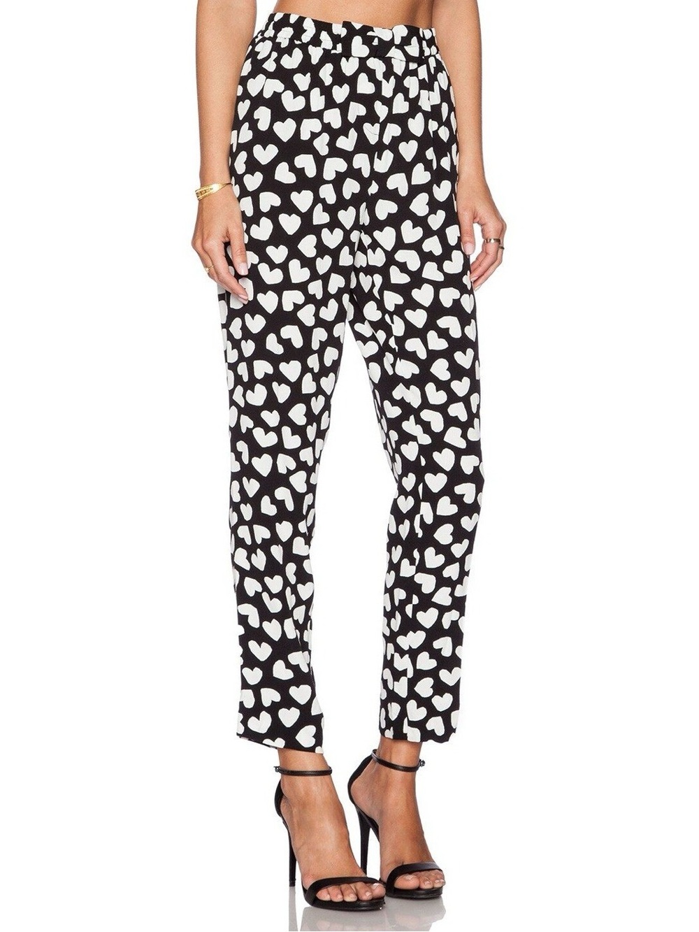 kate spade Black Ankle Pants with White Heart Print
